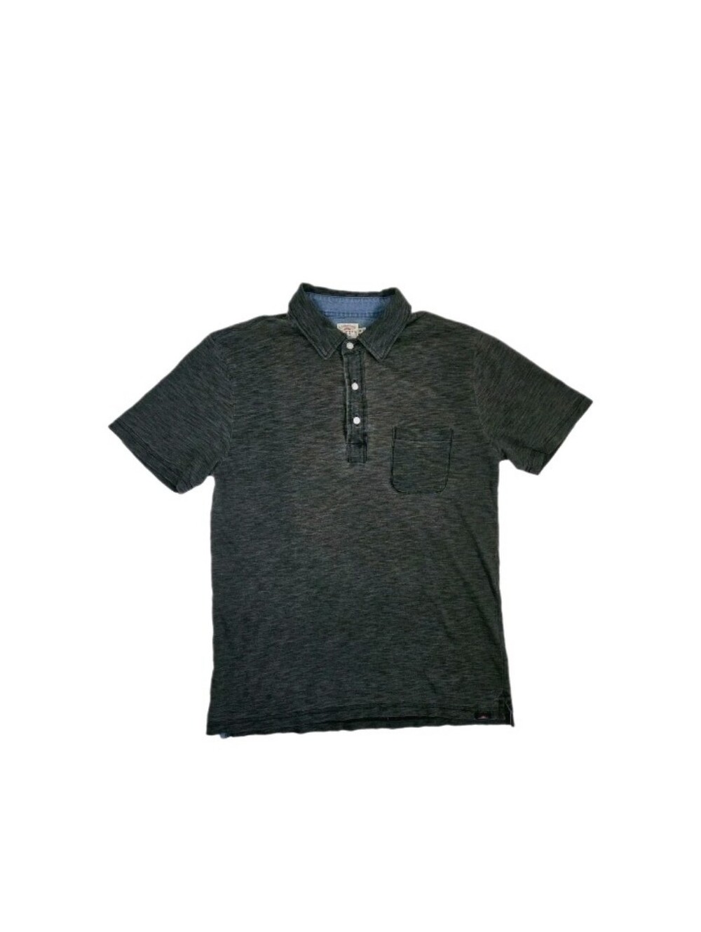 Faherty Slub Knit Polo Shirt Size M Heathered Charcoal Gray Preppy Quiet Luxury